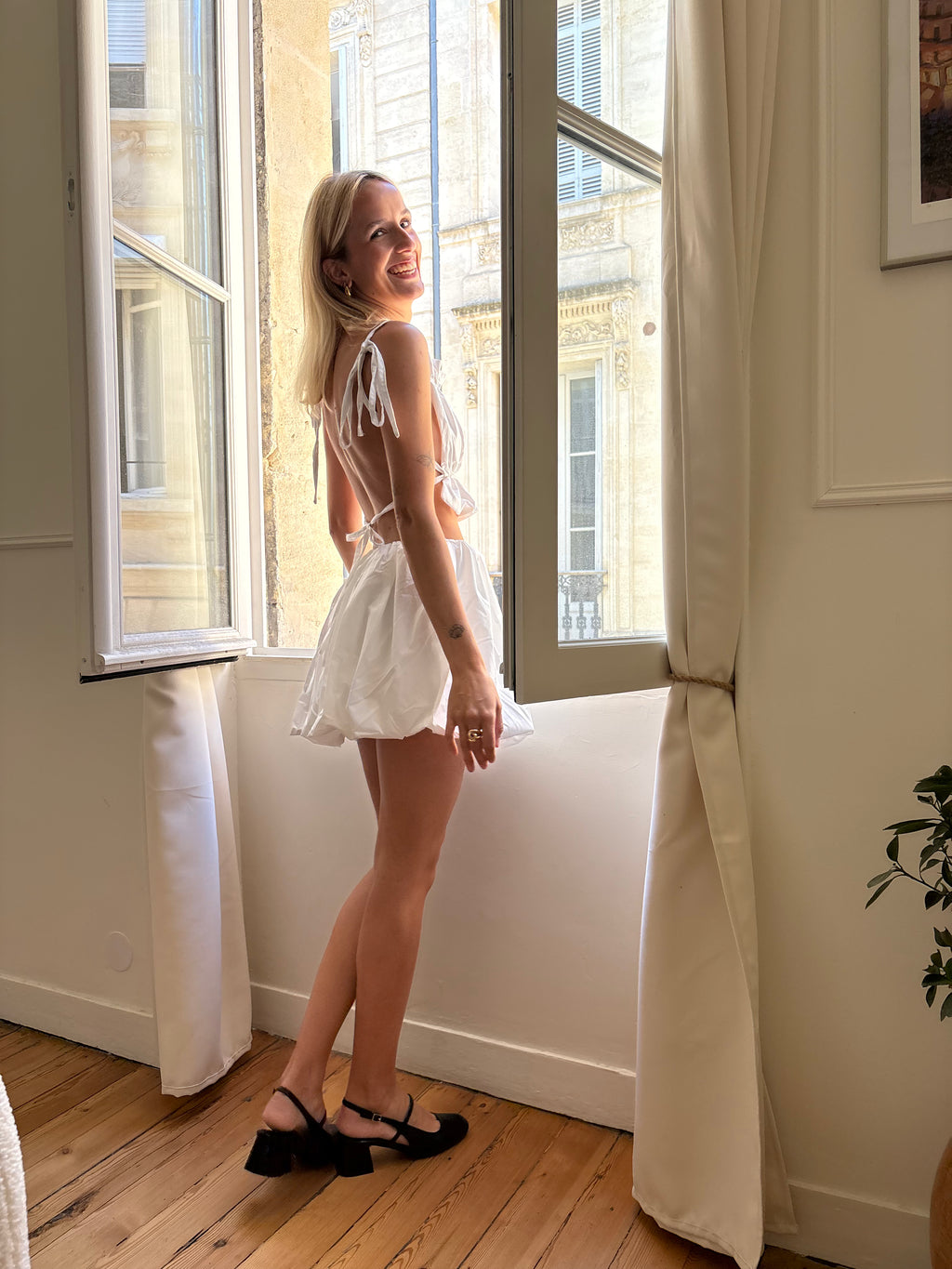 Haut dos nu en coton blanc