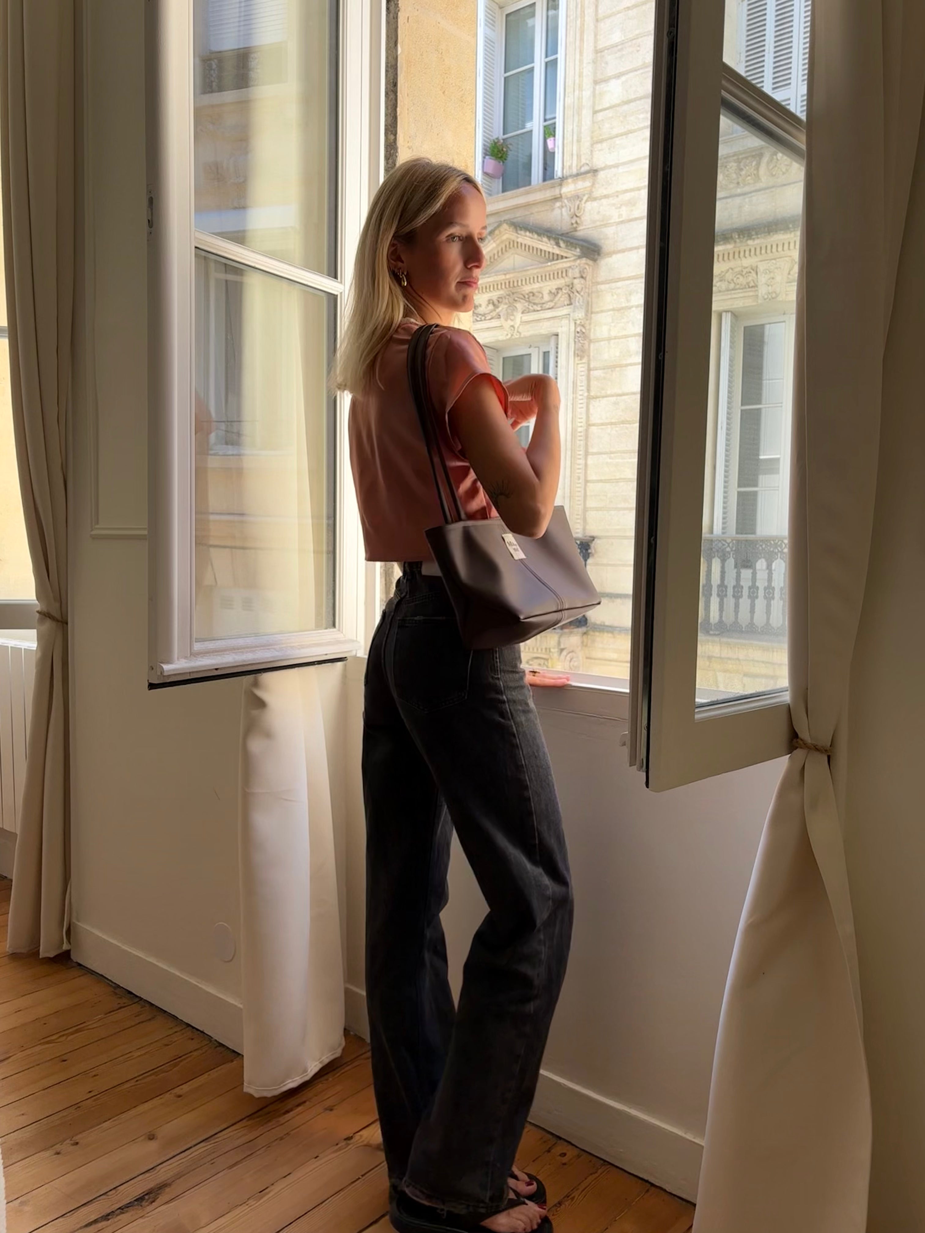 Haut en satin vieux rose