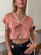 Haut en satin vieux rose