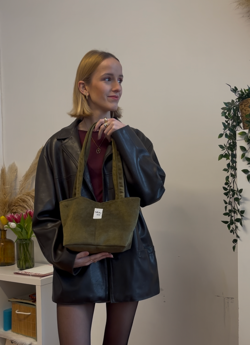 Sac à main - Velours Kaki